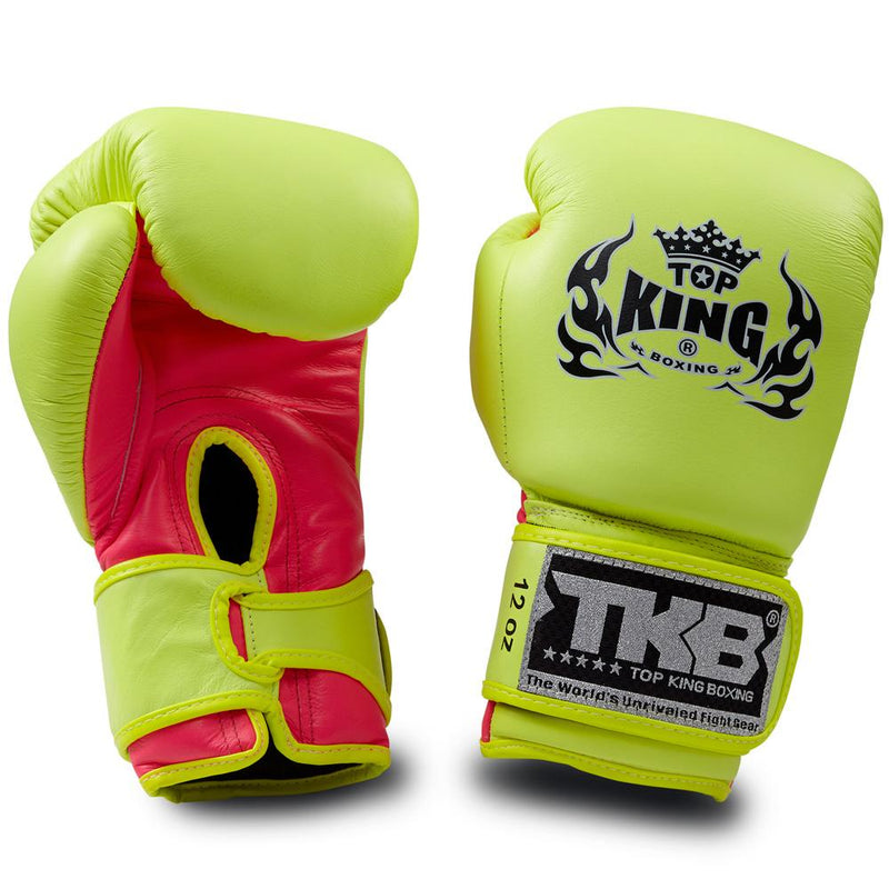 Guantes de boxeo Top King "Double Lock" amarillo neón / rosa