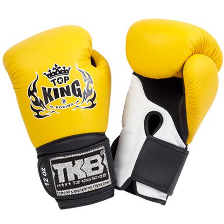 Guantes de boxeo Top King amarillo / blanco con puño negro "Super Air"