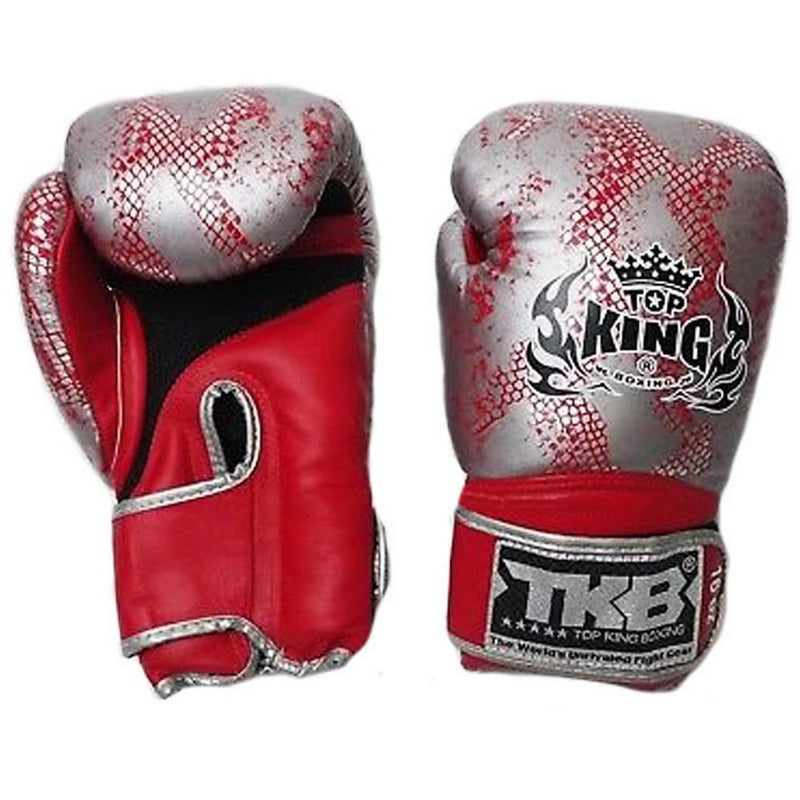 Guantes de boxeo Top King Silver / Red "Snake"
